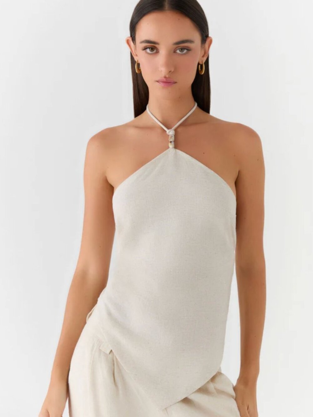 Peppermayo - Linen Julissa Halter Top - Oat - Size S - NWT